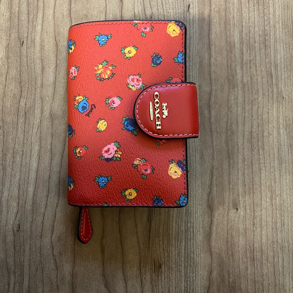 Red floral coach wallet